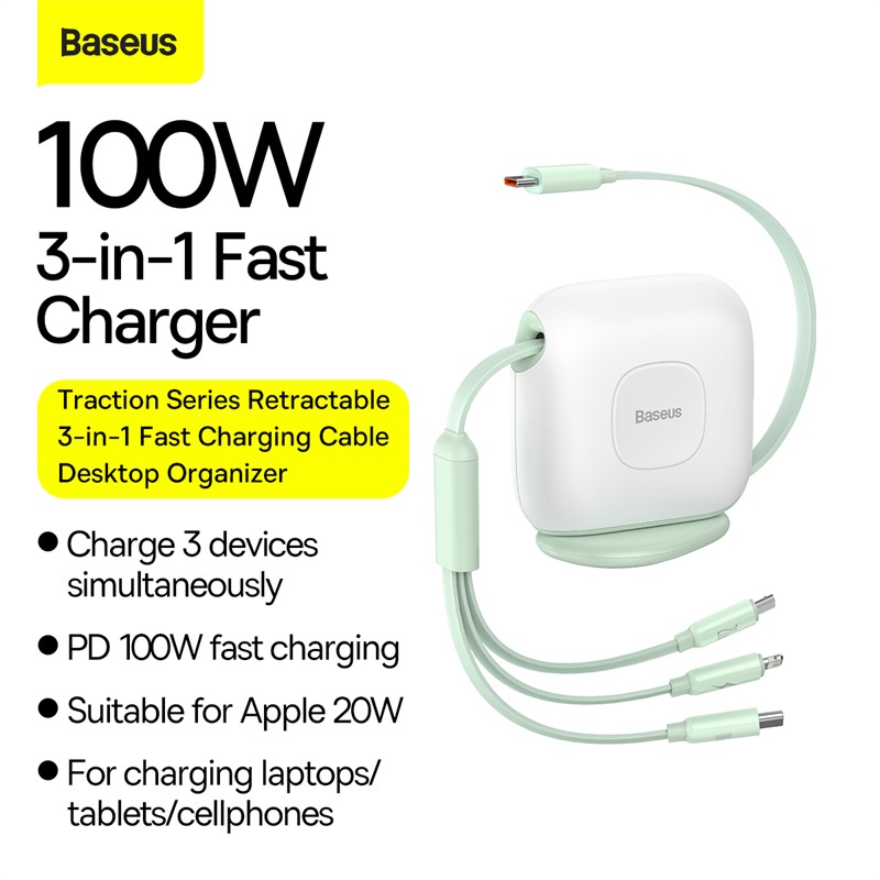 Cáp Sạc Baseus 100W 3 Trong 1 Cổng USB Type C Cho iPhone Macbook