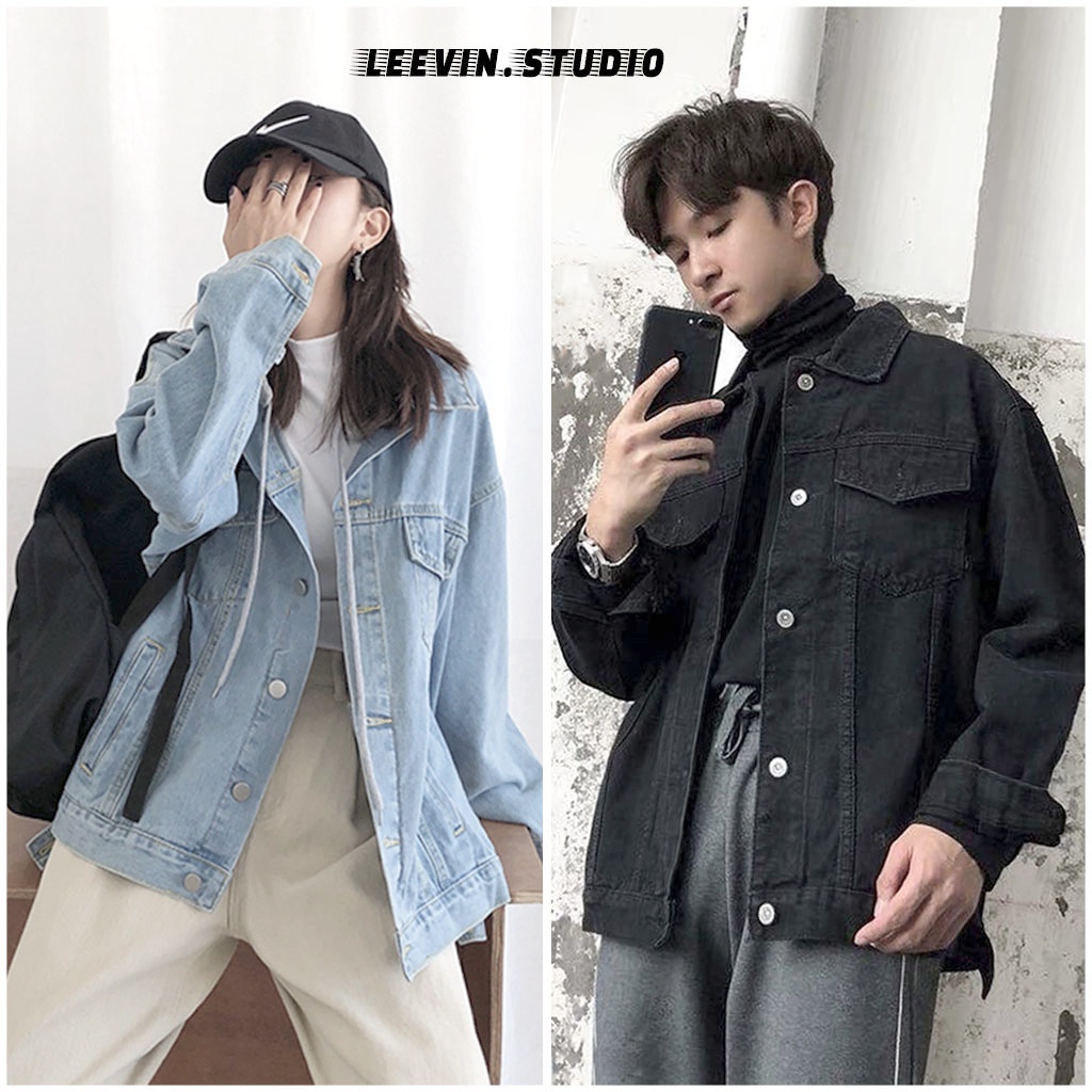 Áo Khoác Jean Unisex Outfits Nam Nữ Form Rộng (Kèm hình thật + Video) - Áo khoác bò Leevin Store