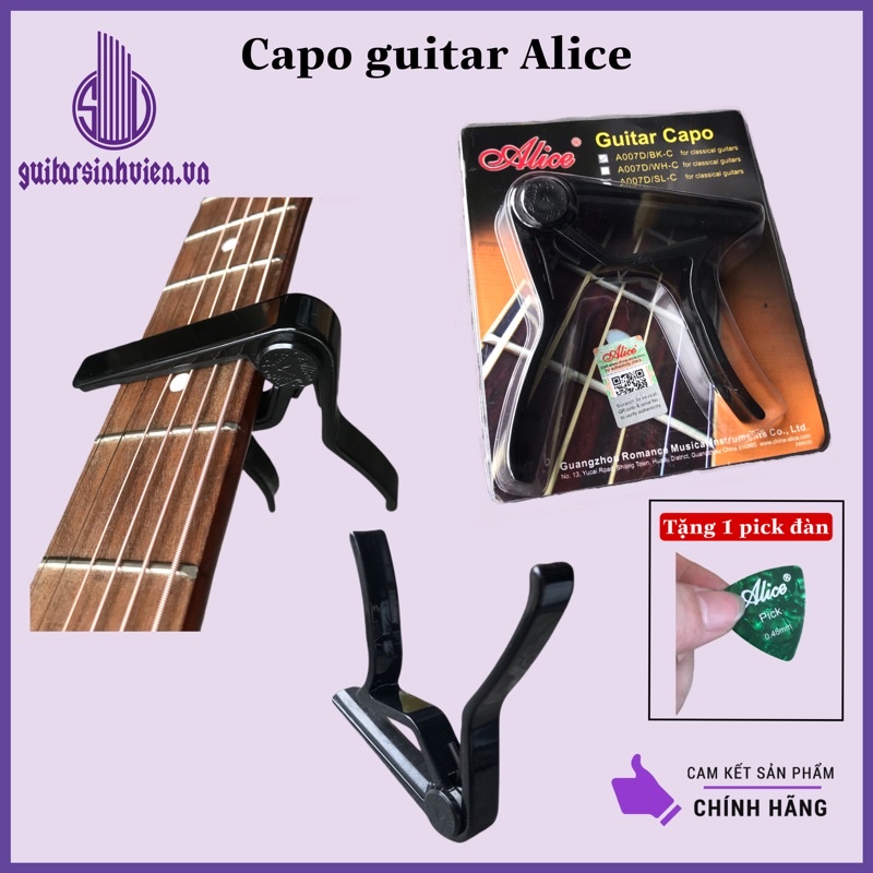 Capo đàn guitar Alice A007D/BK-C siêu chắc chắn - Tặng pick Alice khi đặt hàng ngay
