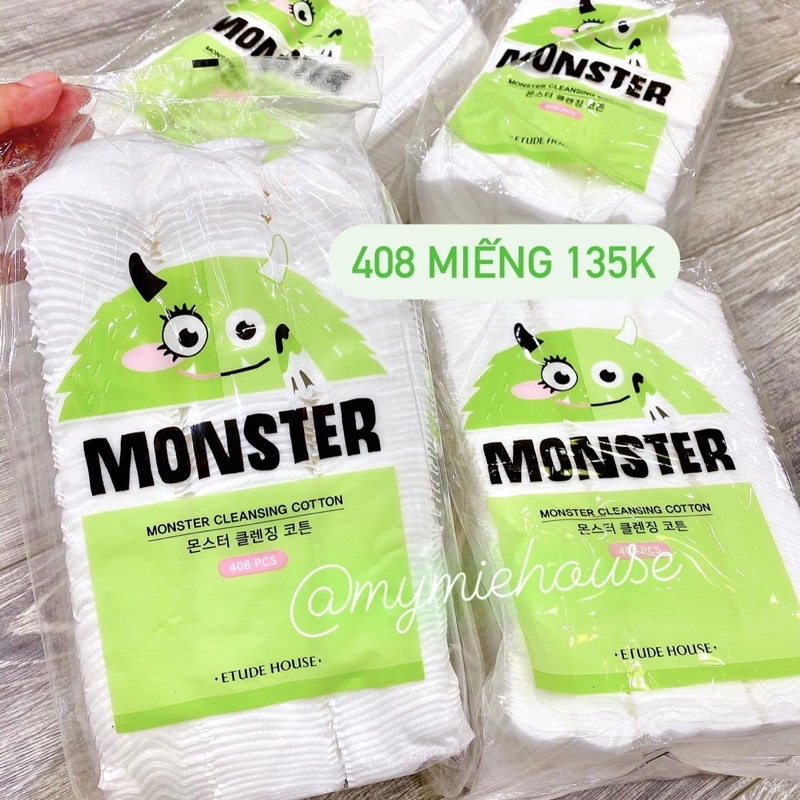 Bông tẩy trang MONSTER CLEANSING COTTON 408 miếng