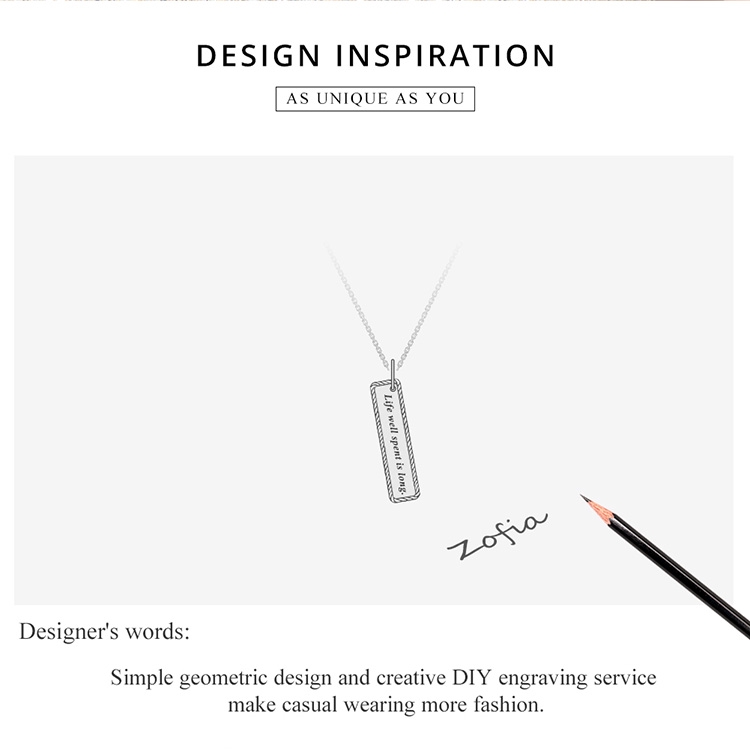 Dây Chuyền BAMOER BSN167 Bằng Bạc Sterling 925 Mặt Khắc Chữ Tinh Tế