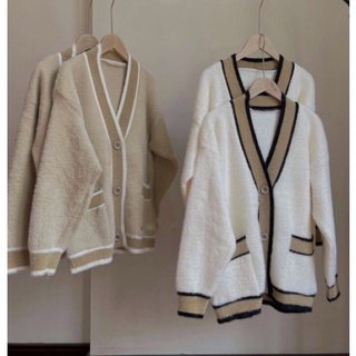 áo khoác len lông thỏ viền 2 màu