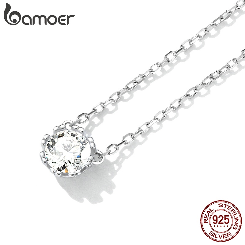 Vòng cổ BAMOER bạc 925 đính kim cương sang trọng thời trang cho nữ