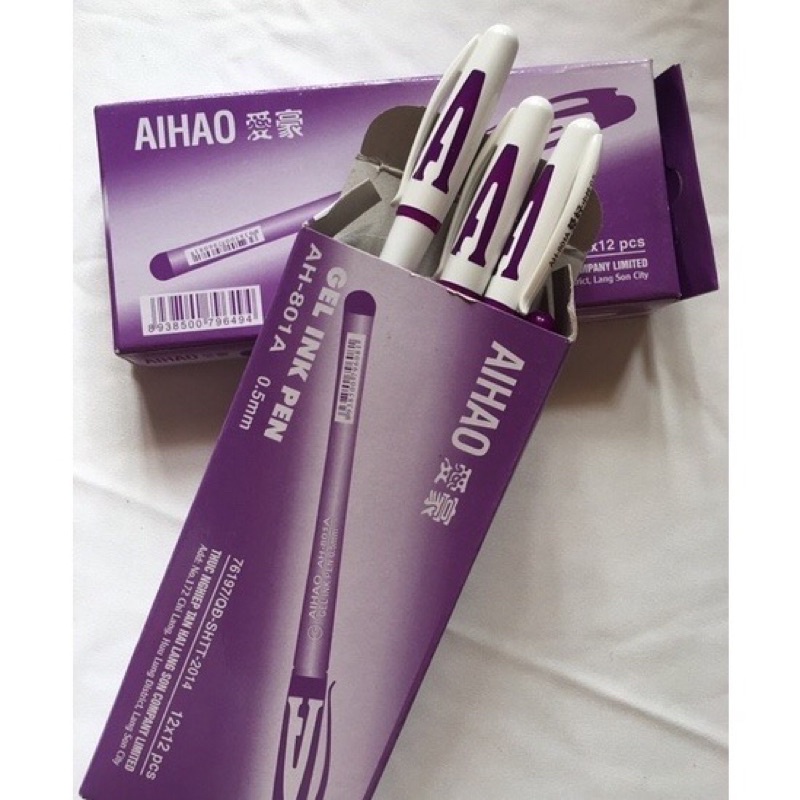 Hộp 12 cây bút gel chữ A Aihao nét đều đẹp viết êm