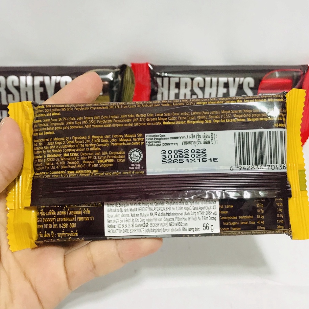 Kẹo socola Hershey’s nuggets 56g (3 vị nhập khẩu malaysia)