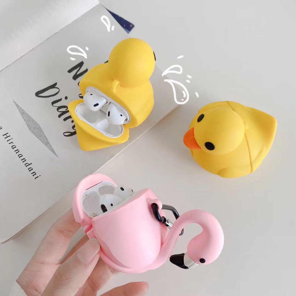 airpods 1 2 pro case cute cartoon Duck flamingo soft airpods case anti-drop