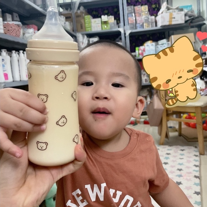 [TÁCH SET] Bình sữa Grosmimi Dotgom hoạ tiết Gấu/ Bear size 200ml - 300ml Hàn Quốc