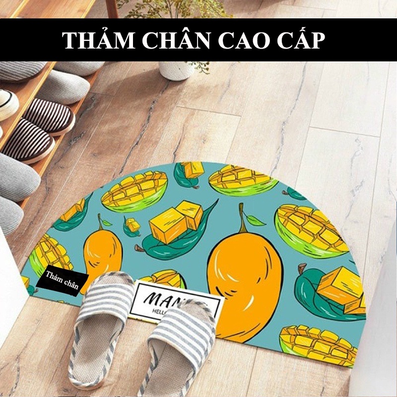 Thảm lau chân thấm nước rẻ chống trượt 3D hình thú bán nguyệt cute T001