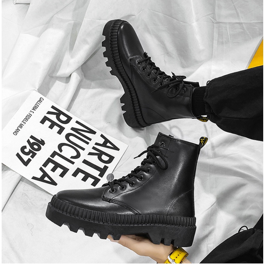 Giày cao cổ -Bốt cổ cao dr martens phiên bản 2022 INF - 1 (2 bản đen đế đen và đen đế kem)