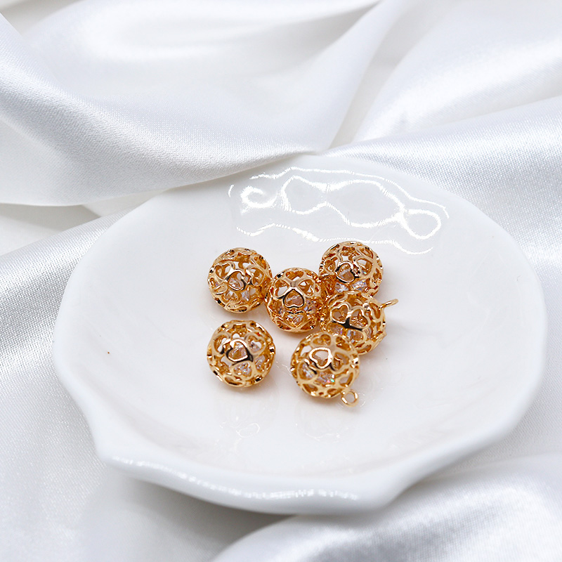 Quả Cầu Pha Lê Hình Cỏ Bốn Lá Màu Vàng 14k Dùng Làm Mặt Trang Sức diy