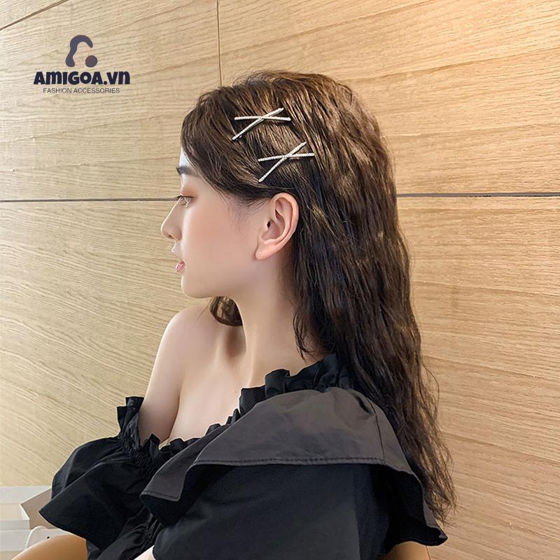 ✨✨Kẹp Tóc Kiểu Đan Chéo Đính Đá Lấp Lánh Sang Trọng