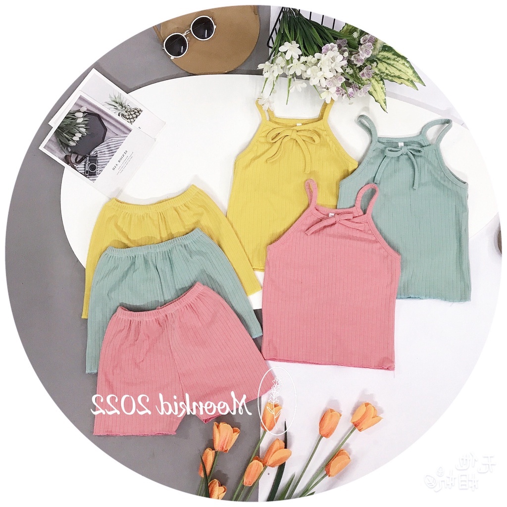 Đồ Bộ tăm gân 2 dây dễ thương bé gái 8-20kg
