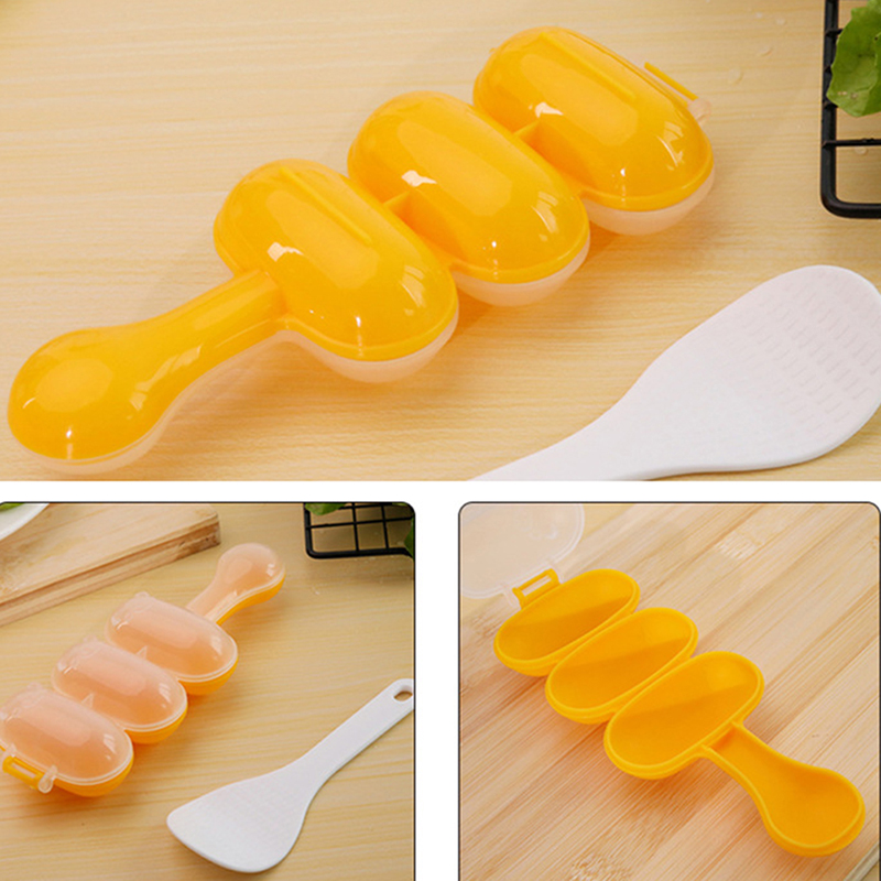 Khuôn Làm Cơm Nắm 3 Ngăn Tiện Lợi