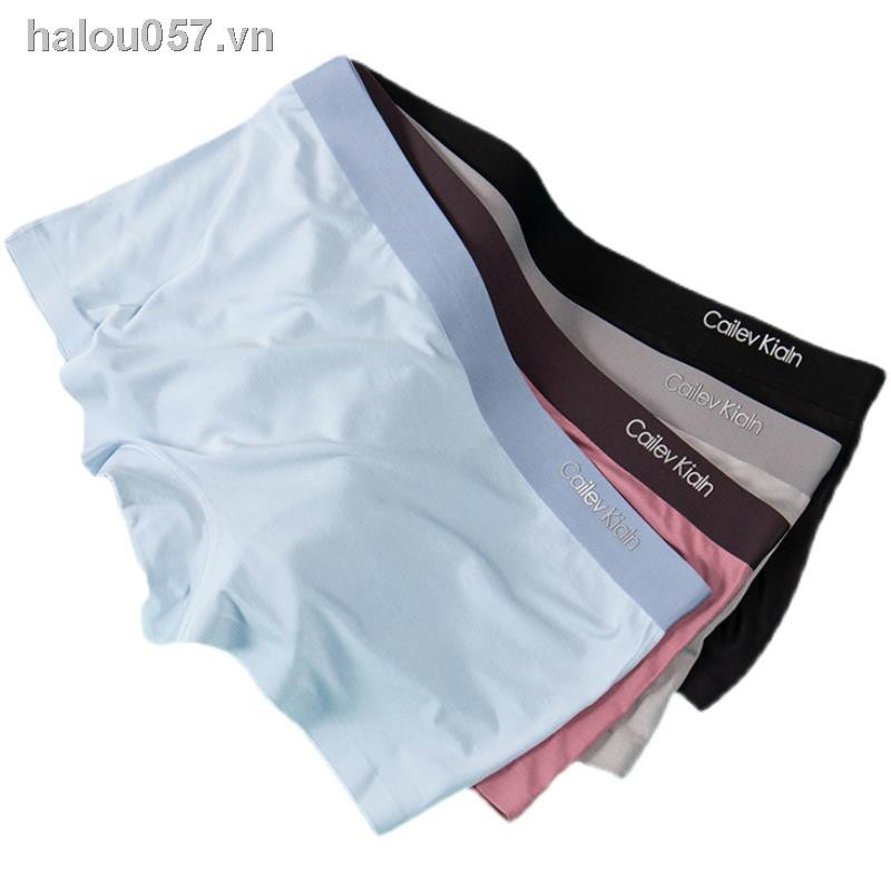 ✿Ready stock✿ Traceless underwear Three packs of les handsome t neutral ice silk underwear, ladies modal seamless mid-waist breathable sports boxer briefs thin