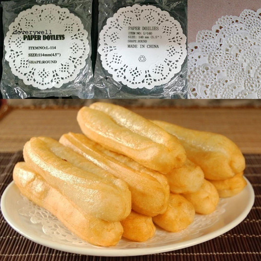 Set 100 miếng giấy lót bánh kem hình tròn họa tiết ren thời trang tiện lợi