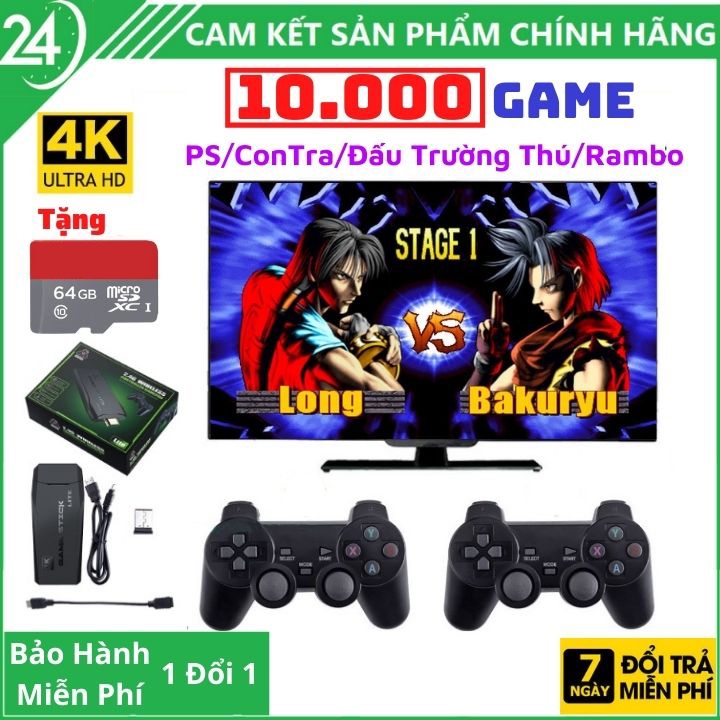 Máy Chơi Game Cầm Tay 4 Nút Không Dây-Máy Chơi Game Cầm Tay Cổng HDMI 4K, Có Sẵn 10000 Game và 3500 Game,Hỗ Trợ Tải Game