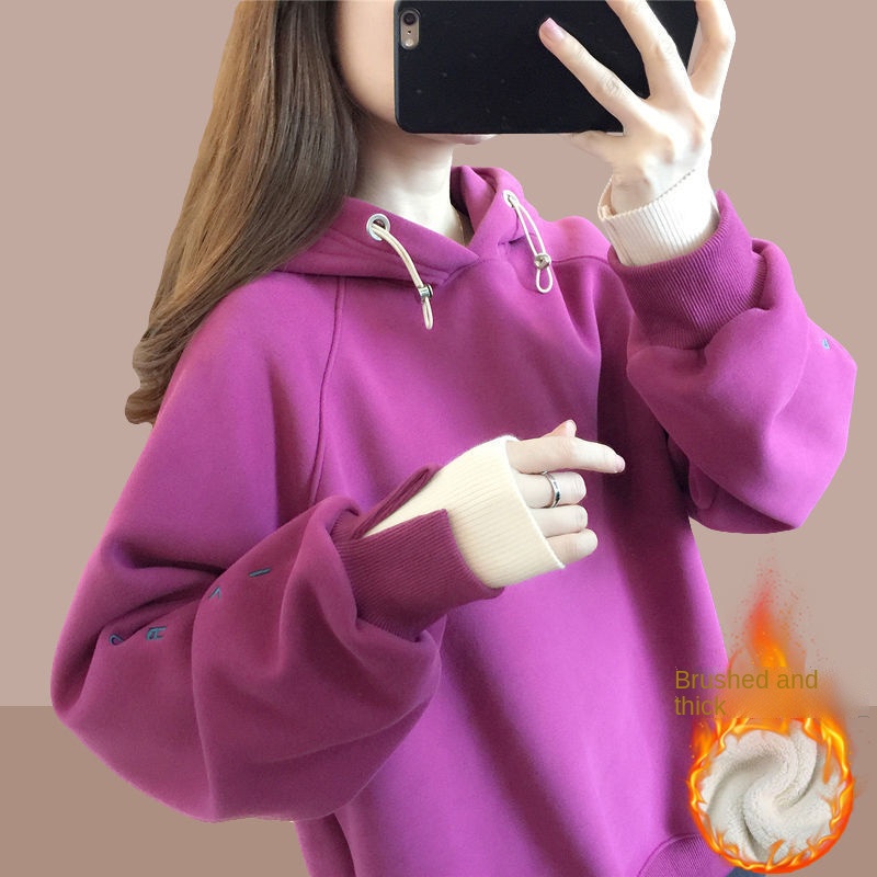 Áo hoodie dáng rộng thiết kế thời trang mùa thu đông phong cách Hàn Quốc cho nữ