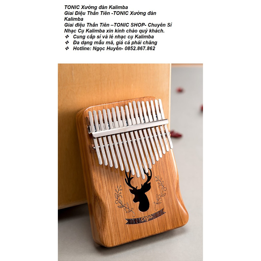 [CÓ SẴN] Bộ quà tặng đàn Kalimba gỗ mahogany 20 năm 17 phím Cega Cartoon TGH9852OKJ-0052