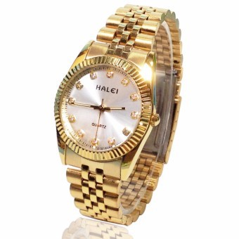 Đồng hồ Nam dây thép mạ vàng chống nước HALEI