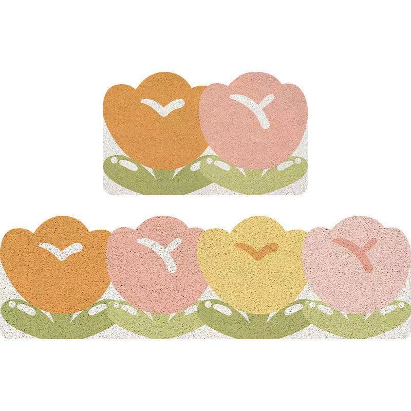 Thảm Lót Sàn Nhà Bếp Bằng Lụa Pvc Hình Tròn Họa Tiết Hoa Chống Bám Bẩn / Thấm Nước / Dầu / Trượt Tiện Dụng