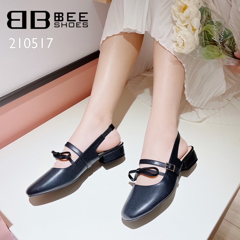 BEESHOES- GIÀY BÚP BÊ NỮ DÂY NGANG NƠ DA BÓNG ĐI ÊM CHÂN - GIÀY BÚP BÊ NỮ DA MỀM GÓT TRỤ CAO 2 PHÂN MÀU XINH 210517