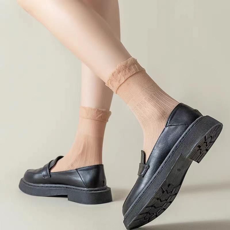 Vớ Nhung Cổ Cao Vừa Thoáng Khí Phối Ren Thời Trang Xuân Hè Cho Nữ