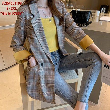 🌈🌈Áo khoác Blazer kẻ nhẹ nhàng, trẻ trung nàng mặc mùa nào cũng xinh.  ❌Size S đến 2XL  Giá lẻ #360k🔸