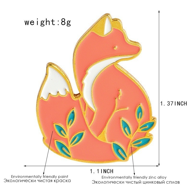 Trâm cài áo QIHE JEWELRY hình chú cáo xinh xắn trang trí áo khoác jean đẹp mắt