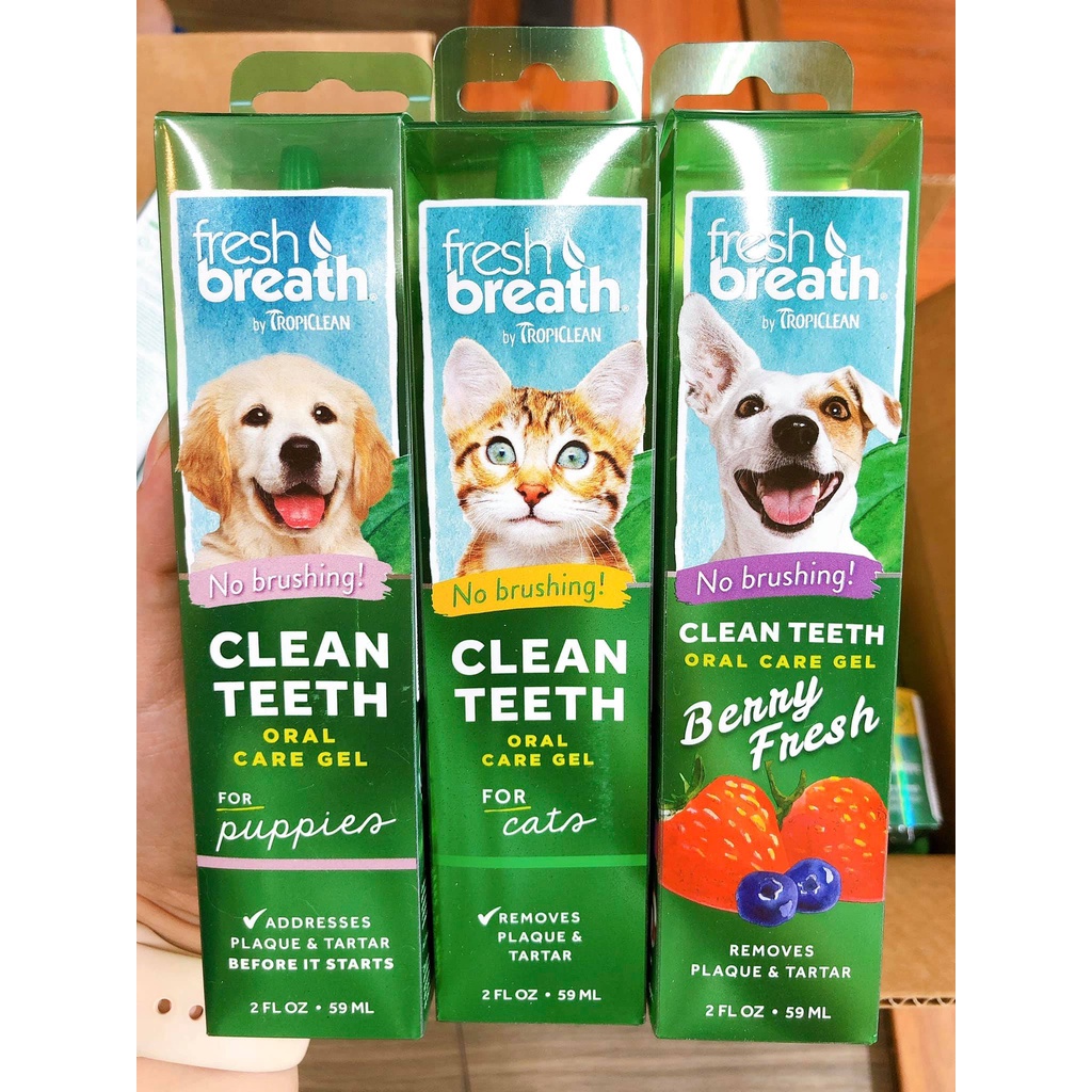Gel làm sạch răng miệng cho chó mèo Tropiclean 59ml xuất xứ Mỹ