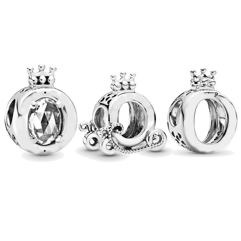 Pandora Vòng Tay Mạ Bạc S925 Đính Hạt Hình Vương Miện Xinh Xắn Cho Nữ