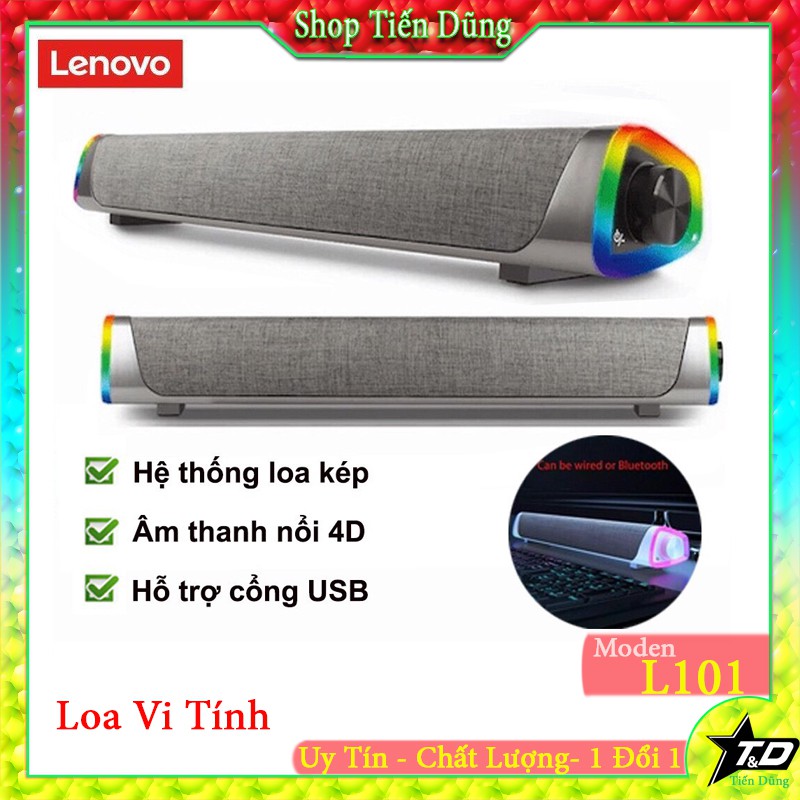 Loa Máy tính Lenovo L101 Âm Thanh Có Dây, Kết Nối USB . Loa Soundbar mini để bàn cho PC, Điện Thoại , Máy Mính Chân 3.5