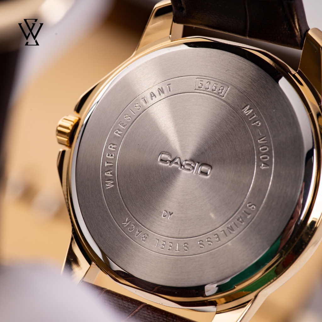 Đồng Hồ Quartz Nam Casio WATCHSTORE MTP-V004GL-9AVDF Thiết Kế Kính Khoáng 41.5mm, Dây Đeo Da Và Vỏ Thép Không Gỉ