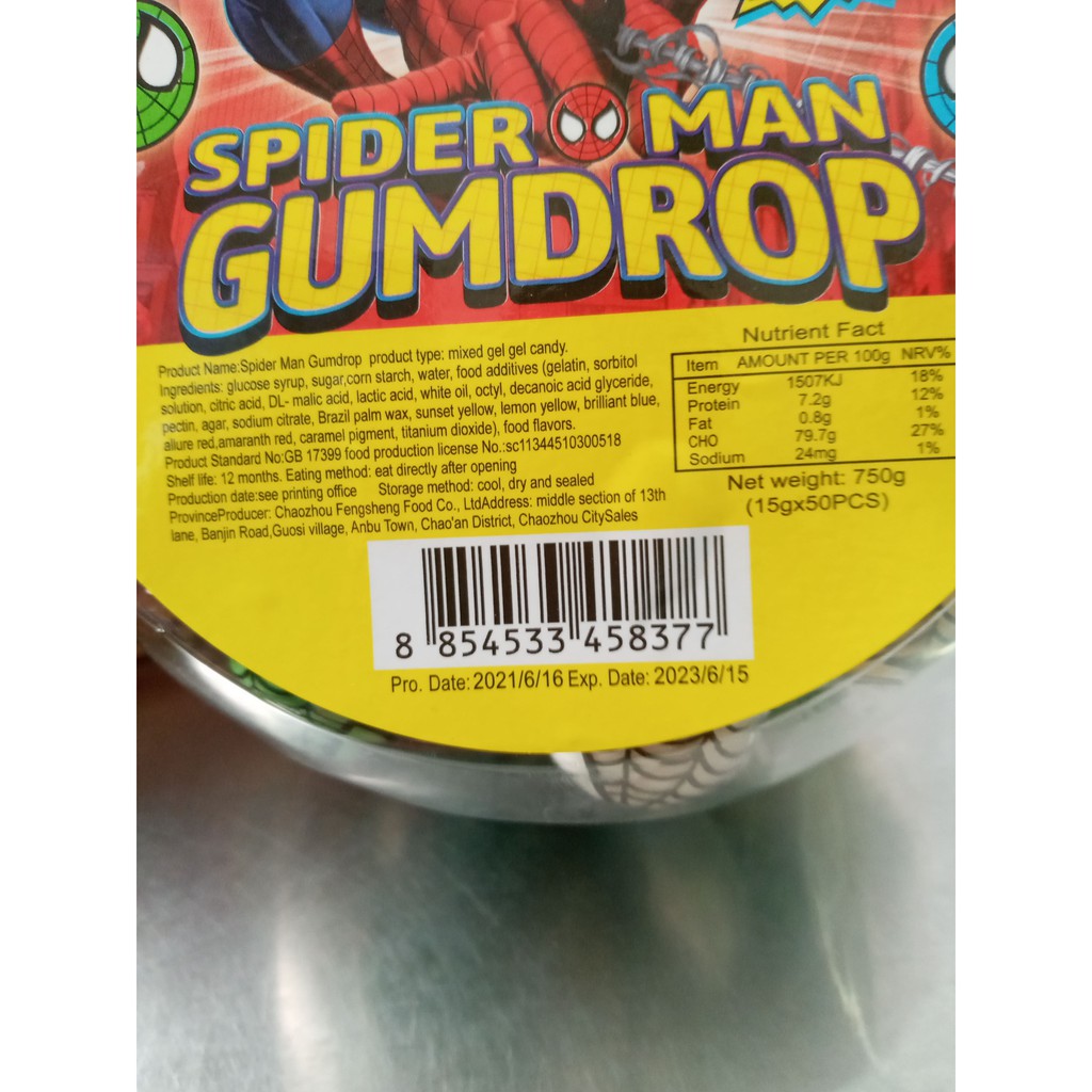 Kẹo Dẻo người nhện SPIDER MAN GUMDROP 50PCS