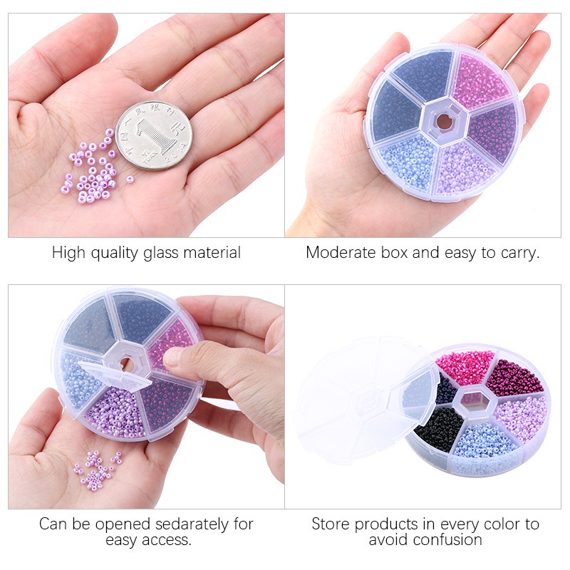 Hộp Hạt Thủy Tinh 2MM Dùng Làm Trang Sức DIY