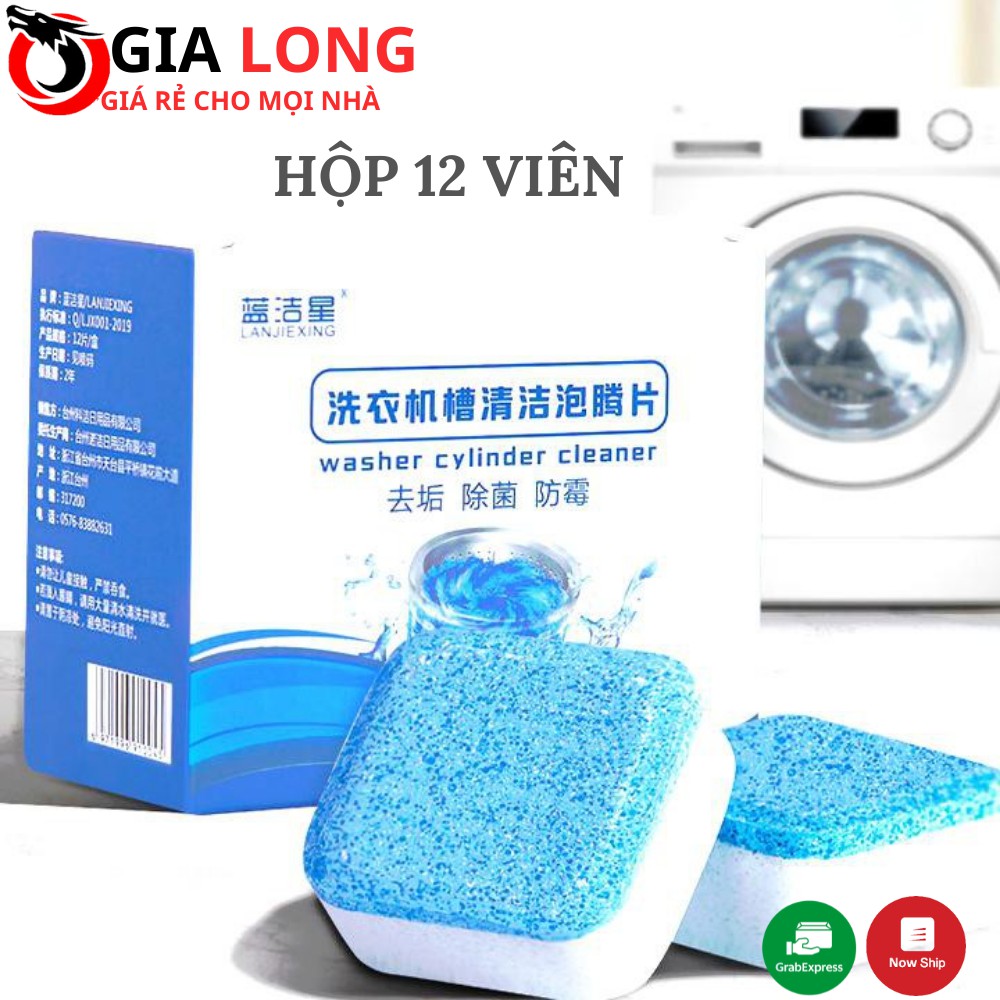 Hộp 12 Viên Tẩy Lồng Máy Giặt Diệt Khuẩn, Loại Bỏ Chất Cặn Trong Lồng Máy Hiệu Quả