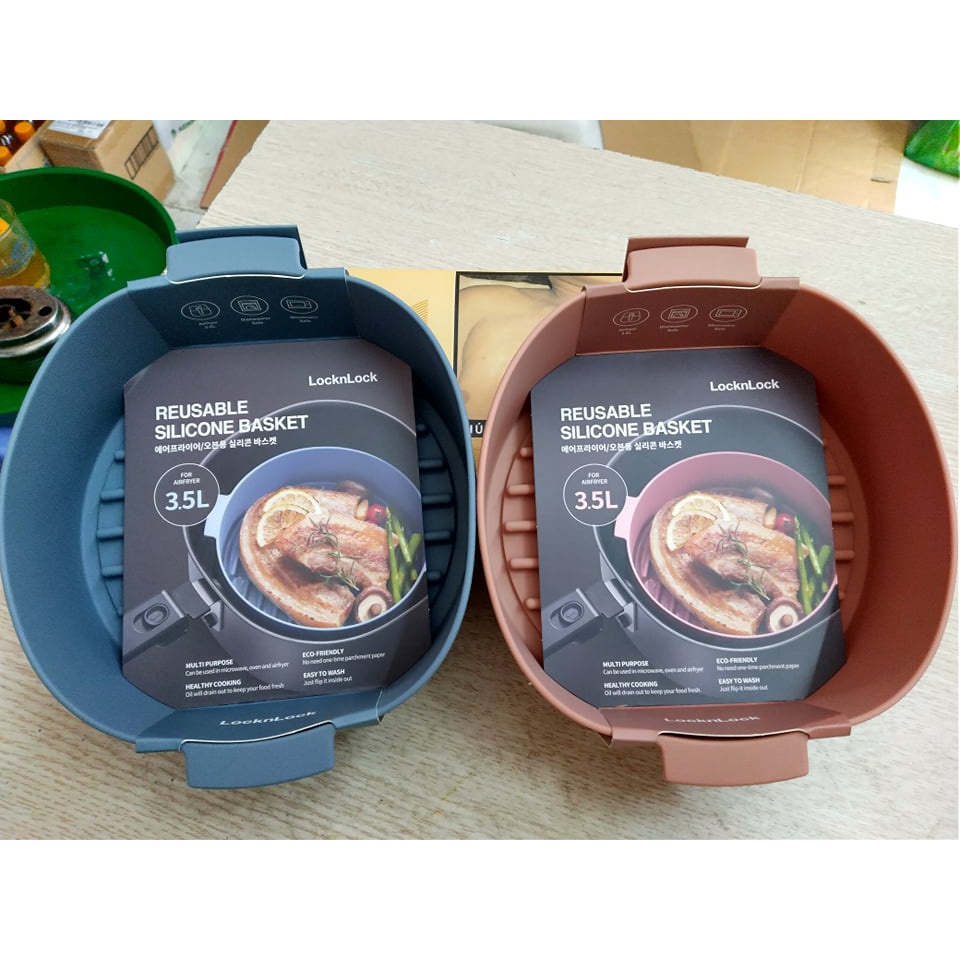 LocknLock- khay silicone dành cho nồi chiên không dầu và lò vi sóng dung tích 3.5L- CKB003, hàng chính hãng
