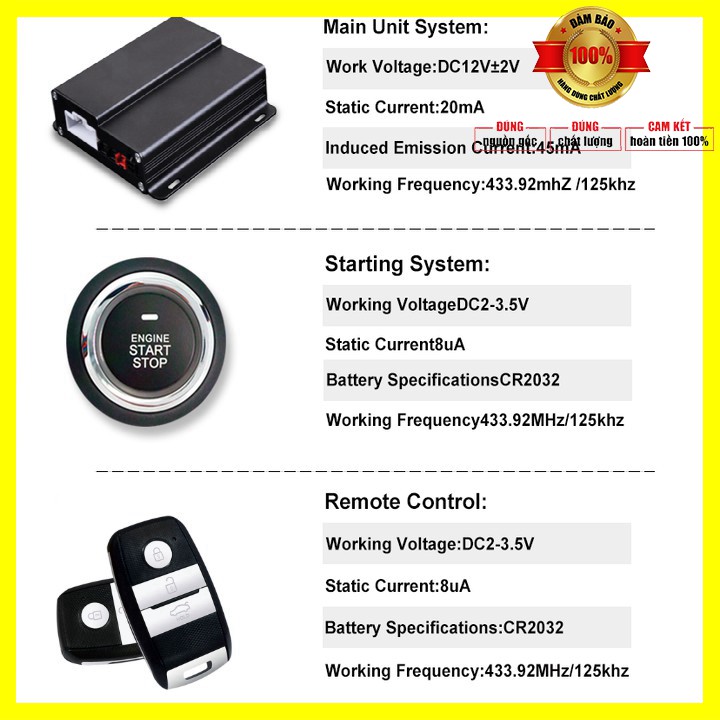 Sản phẩm  Bộ chìa khóa thông minh START-STOP điều khiển từ xa dành cho ô tô KIA thương hiệu OVI - Mỹ: OVI-EF017
