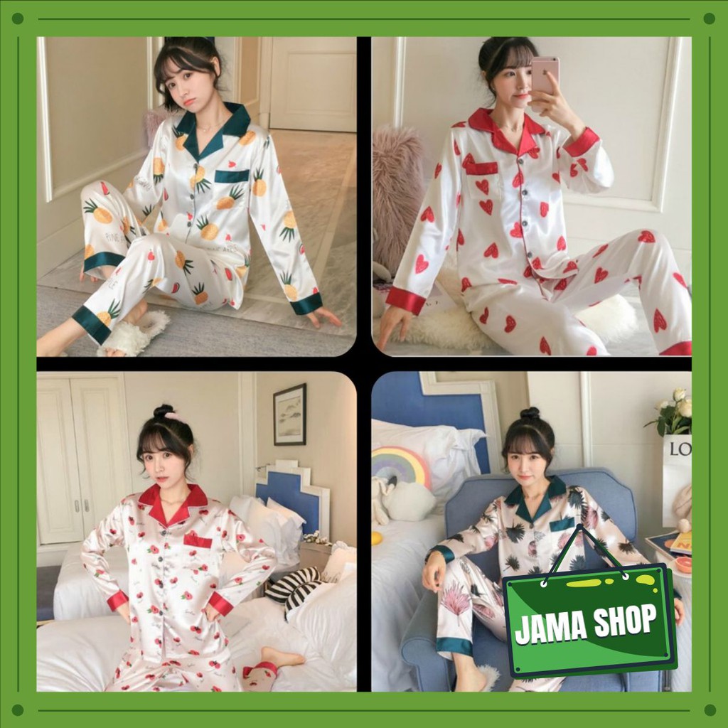 Đồ Mặc Nhà Pijama Lụa Dài Tay Chất Đẹp Hàng Quảng Châu Cao Cấp