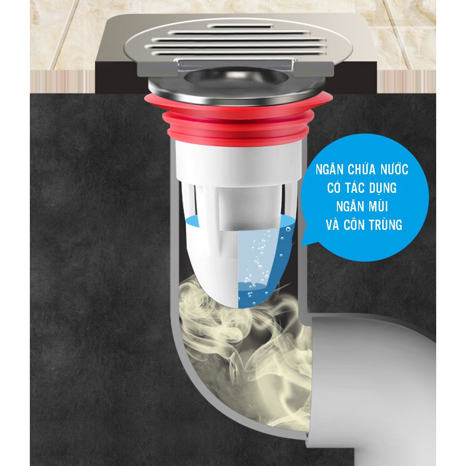 Phụ kiện lắp thoát sàn chống ngăn mùi hôi nhà vệ sinh, cống nước hiệu quả (đường kính 3.7cm đến 5.2cm)