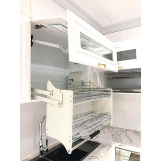 Gía đựng bát đĩa nâng hạ cao cấp inox 304