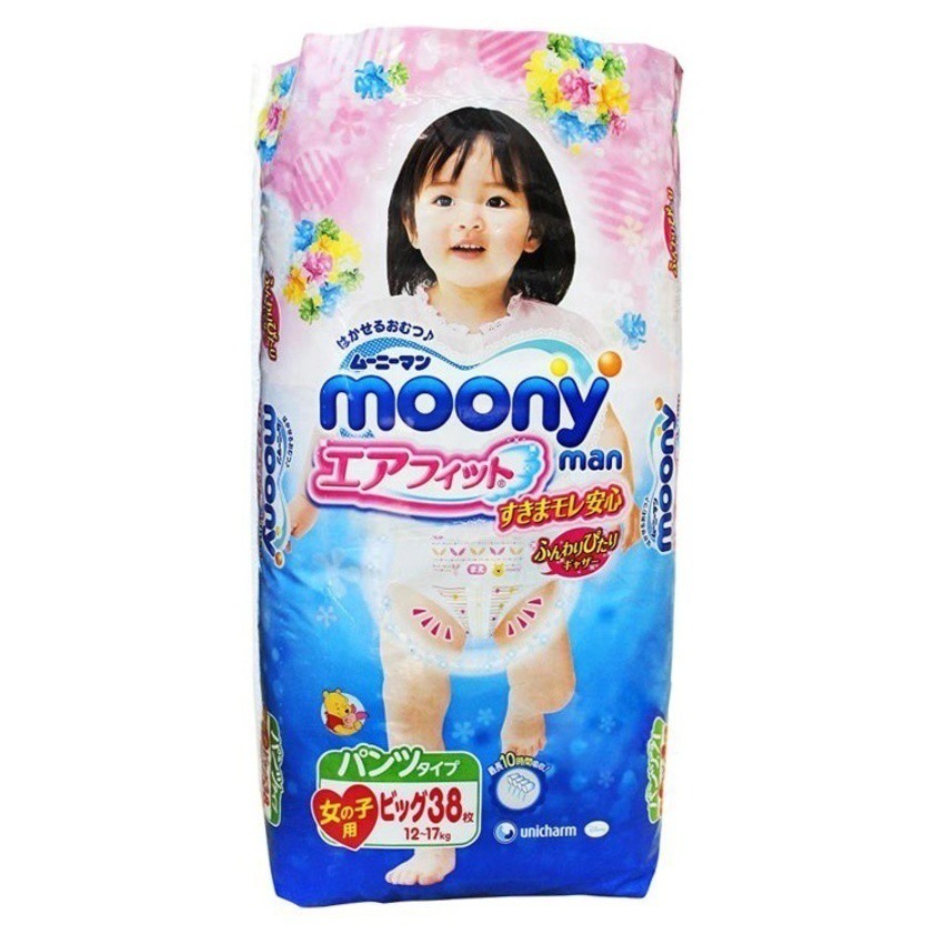 Tã quần bé gái Moony XL38 (12-17kg)