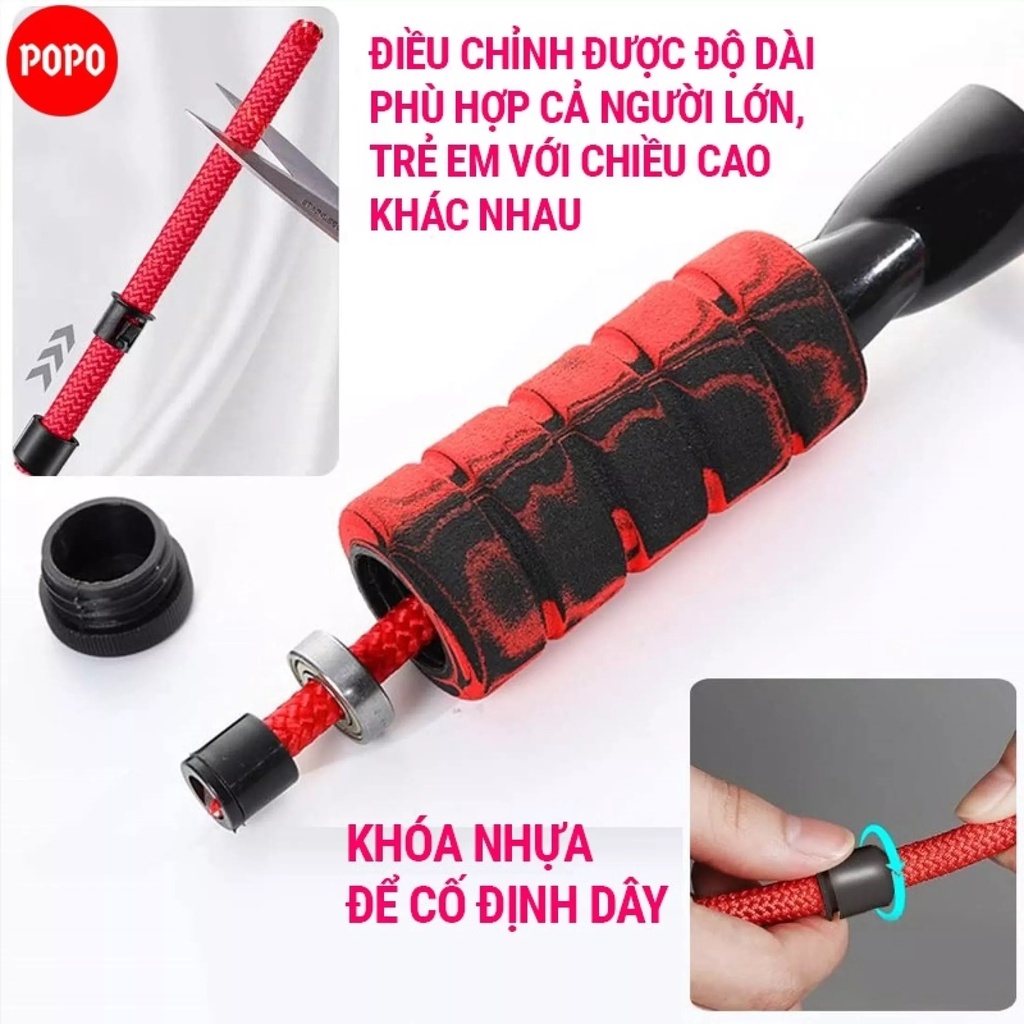 Dây Nhảy Thể Lực 3 Lớp Poly Cao Cấp Giảm cân Tích Hợp Tạ Cầm Tay 355g Chống Mòn, Chống Rối Dây nhảy Võ Thuật  Ailaikit