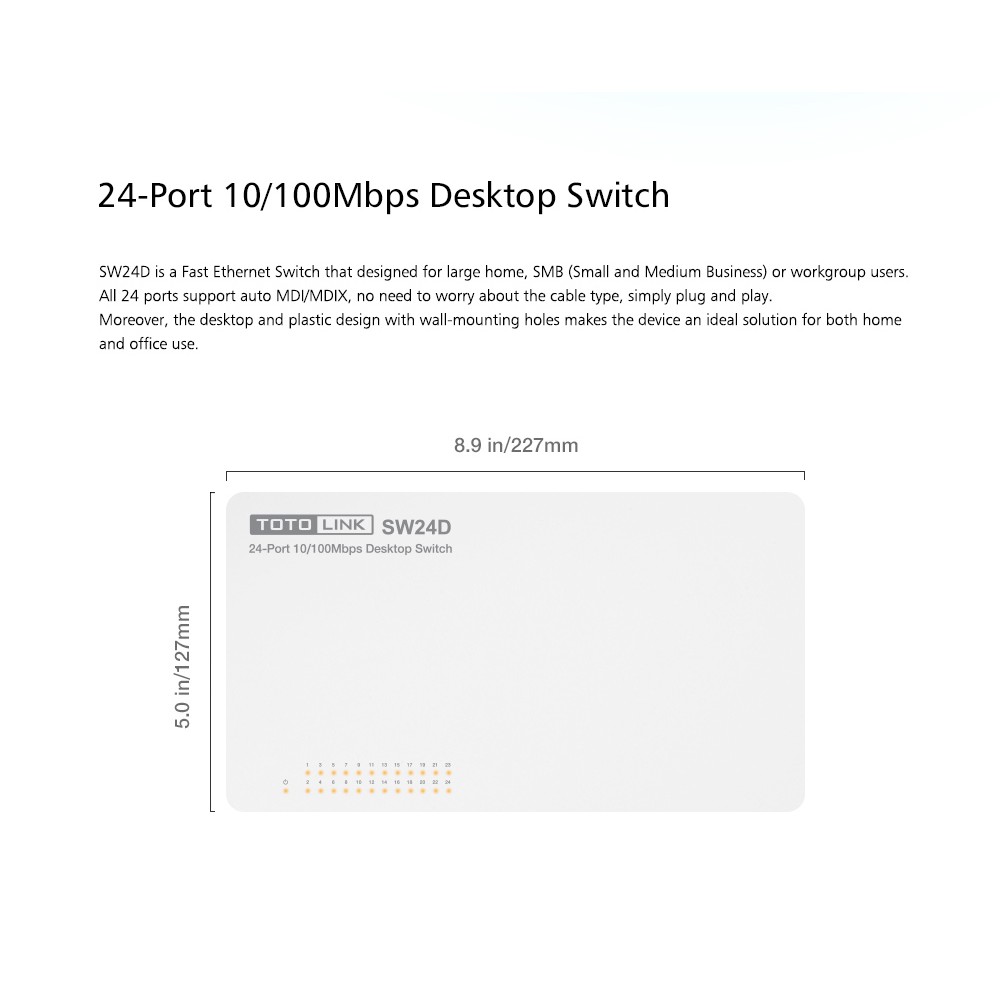 TotoLink SW24D - Switch 24 Cổng Tốc Độ 10/100Mbps - Hàng Chính Hãng