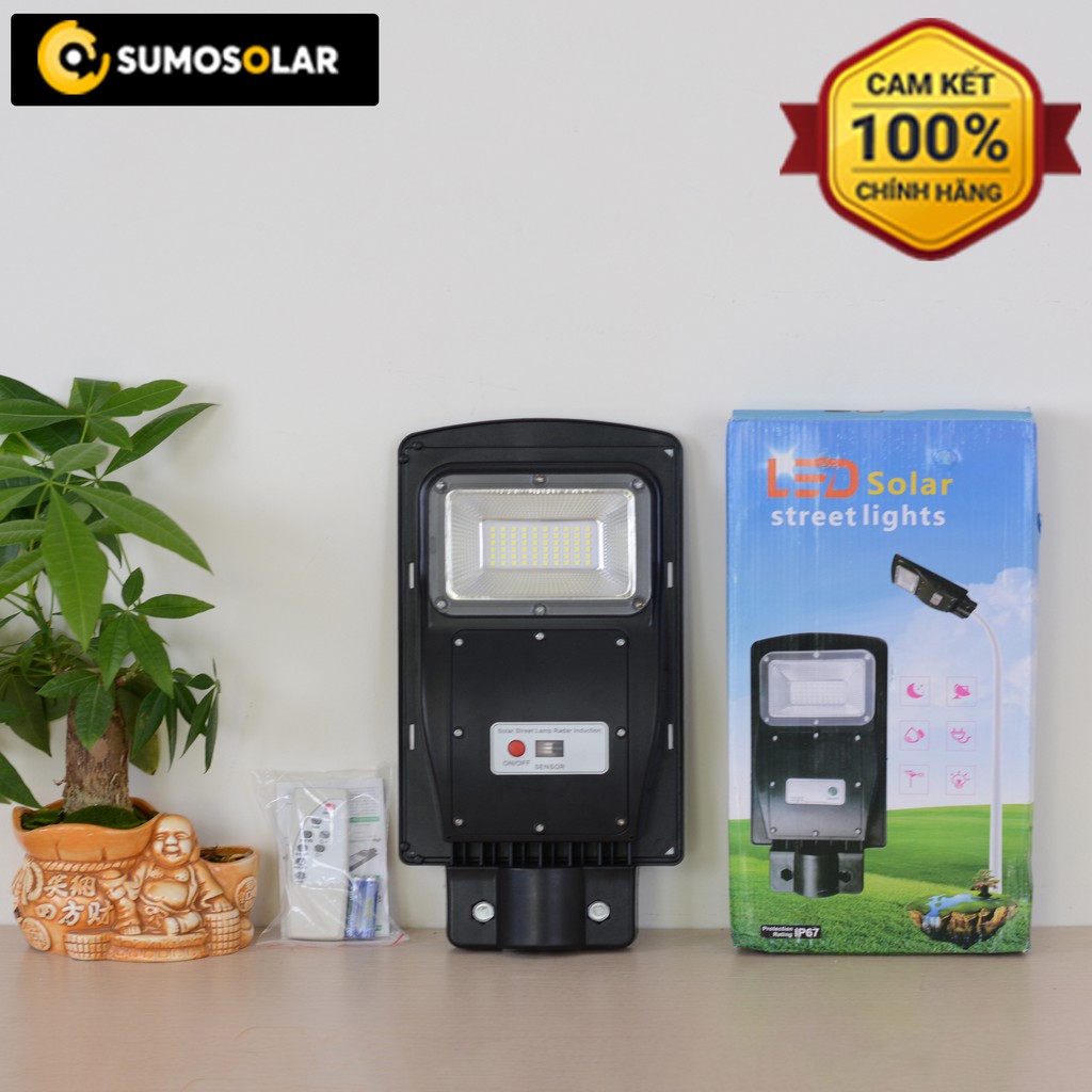 Đèn năng lượng mặt trời ngoài trời 30W Sumosolar - NT10, tự động phát sáng, dễ dàng lắp đặt, chiếu sáng 12h liên tục