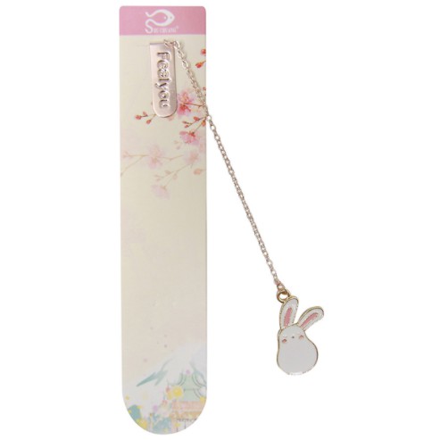 Bookmark Kẹp Sách Kim Loại Phối Charm Hình Thỏ - Mẫu 2