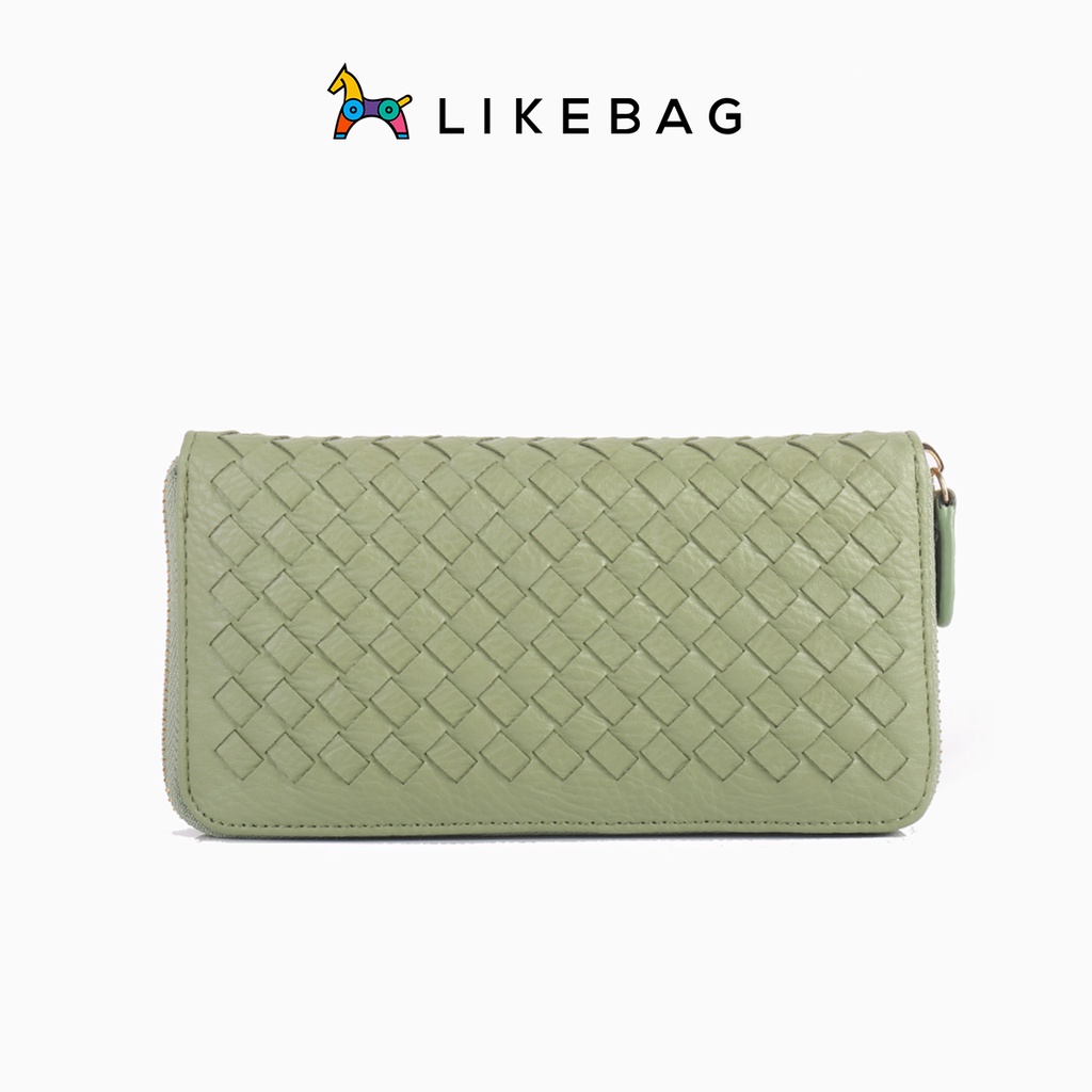 Ví nữ cầm tay basic dáng dài LIKEBAG họa tiết da đan 225ST7110 - LIBAGI