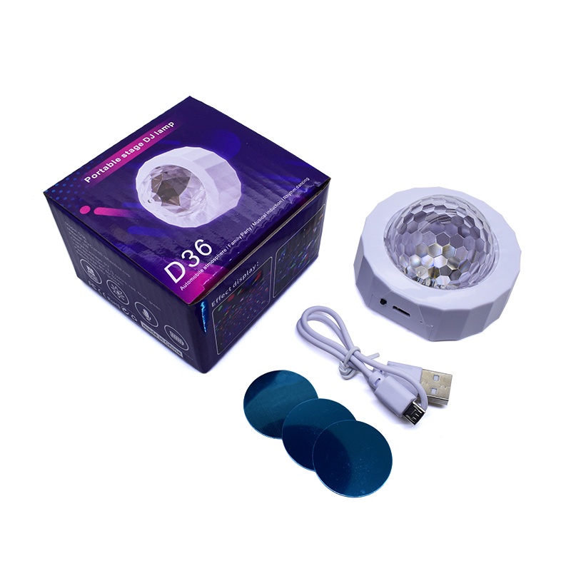 [Đèn Pha Lê Tròn 16 màu RGB] Trang Trí Phòng Khách, Phòng Ngủ, Phòng Game, Nháy Theo Điệu Nhạc Có PIN.
