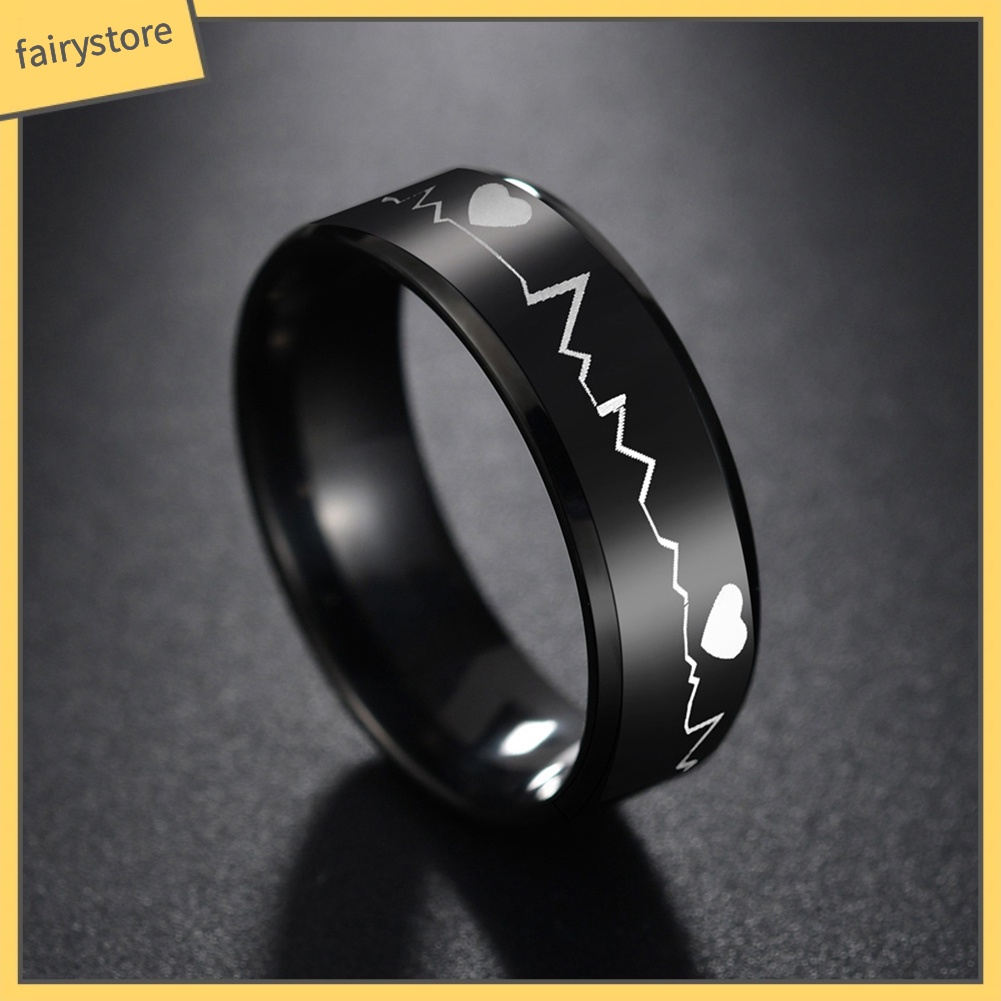 Nhẫn Nam Hình Nhịp Tim Ecg Thời Trang