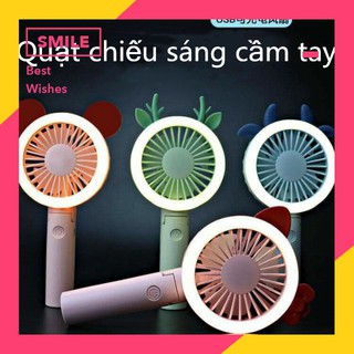 Quạt mini cầm tay thiết kế phối tai mèo / sừng nai đáng yêu kết nối cổng USB tiện lợi