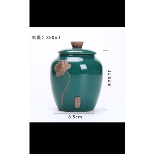 Hủ đựng trà bằng sành sứ cao cấp tặng kèm xúc trà bằng tre rất đẹp